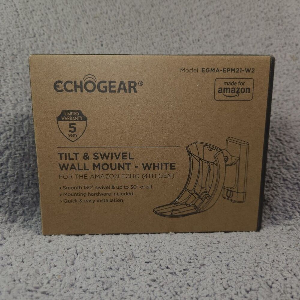 Echogear Tilt & Swivel Wall Mount For Echo Dot 4th Gen White EGMA-EPM21-W2 NIB